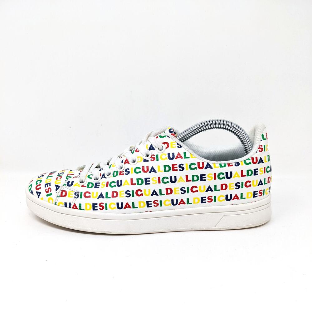 Desigual Womens 6 Cosmic Logos Sneakers Rainbow Spell Out Lace Up Low Top